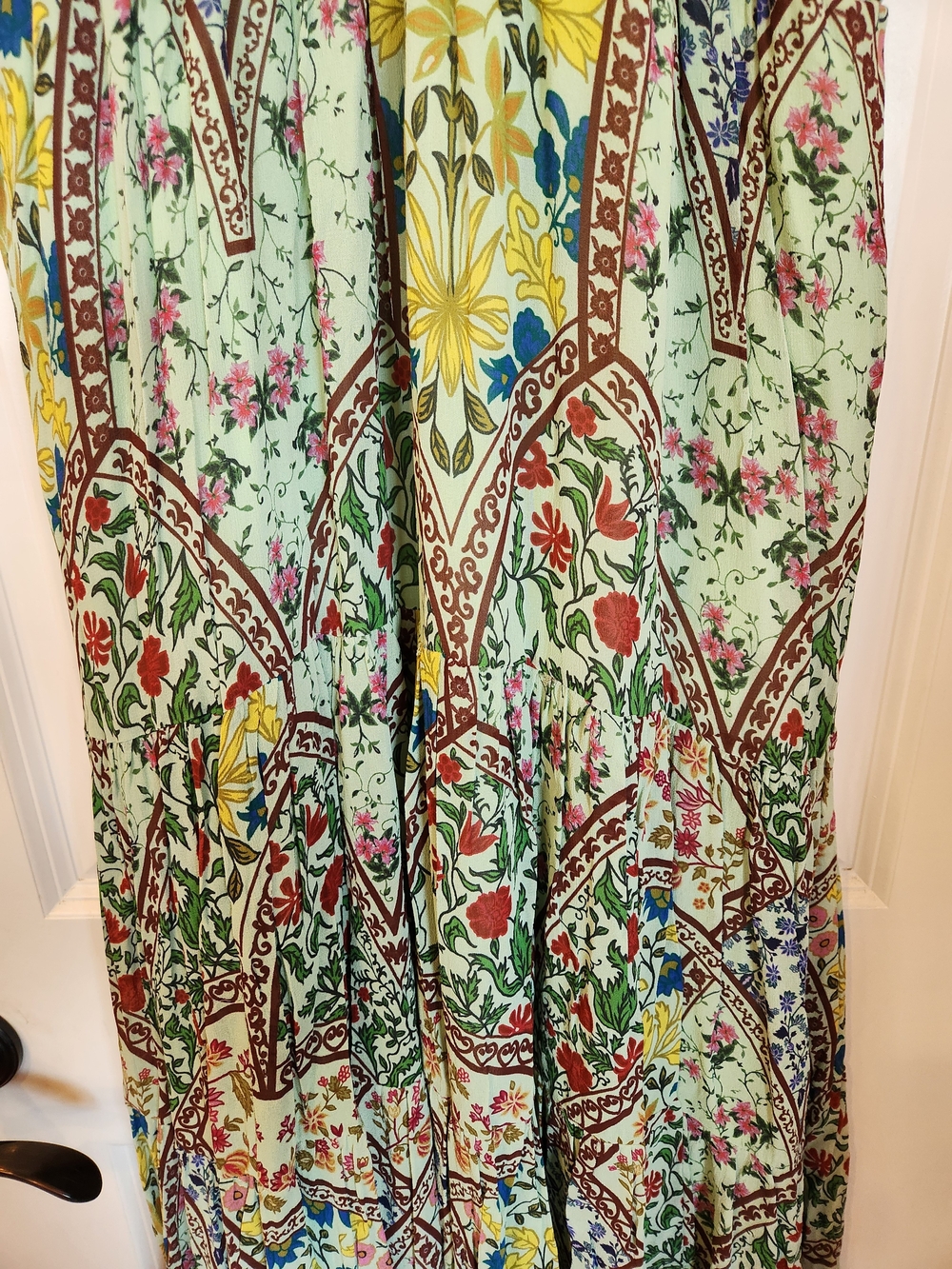 Anthropologie The Somerset Maxi Dress Halter Edition Green Motif Size XL Lined - Picture 6 of 15
